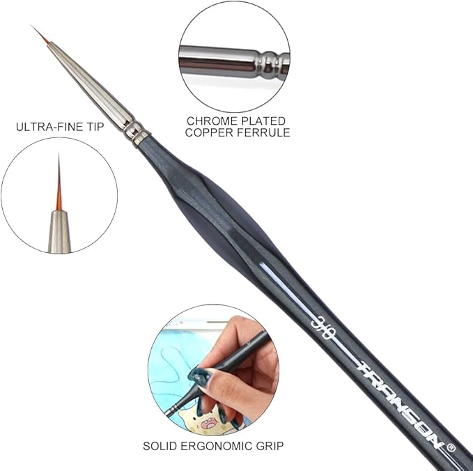 Transon Fine Detail Art Paint Brush Set 8pcs with Triangular Handle for Miniatures Model Craft Face Painting Suitable for Acrylic Gouache Watercolor Oil