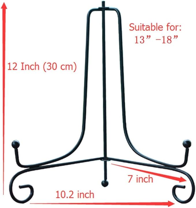 (4 Pack)Iron Display Stand, Black Iron Easel Plate Display Photo Holder Stand, Displays Picture Frames,Decorative Plates and Art 12 Inch