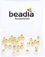 14K Gold Plated Round Spacer Beads 6mm 30pcs for Jewelry Making Findings Non Tarnish