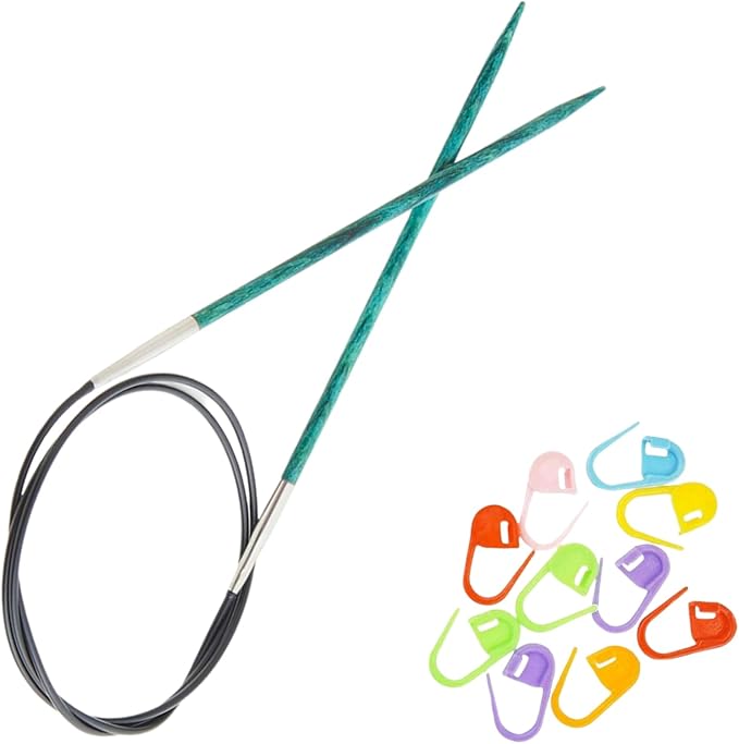 KnitPro Dreamz Circular Knitting Needles 24 inch, Size 4 (60cm, 3.50mm) with 10 Colorful Stitch Markers