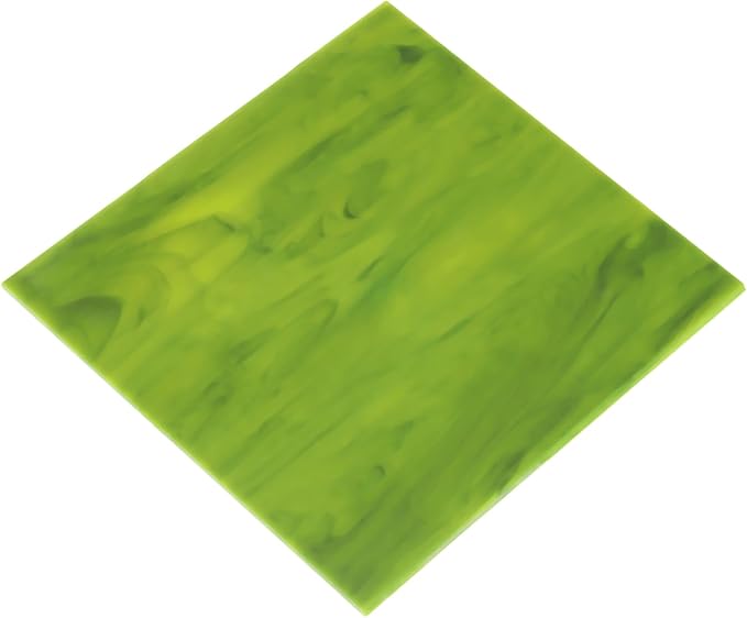MECCANIXITY Stained Glass Sheet Mosaic Tile 3.9 Inch x 3.9 Inch Green Stained Glass Sheets for Crafts DIY, Art Project