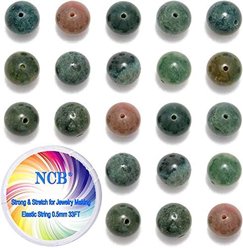 NCB 200PCS 8mm Indian Agate Round Loose Beads Natural Healing Energy Gemstone Beads with Healing Power for Bracelet Necklace Jewelry Making DIY Handmade Craft Supplies (Indian Agate, 8mm 200Beads)
