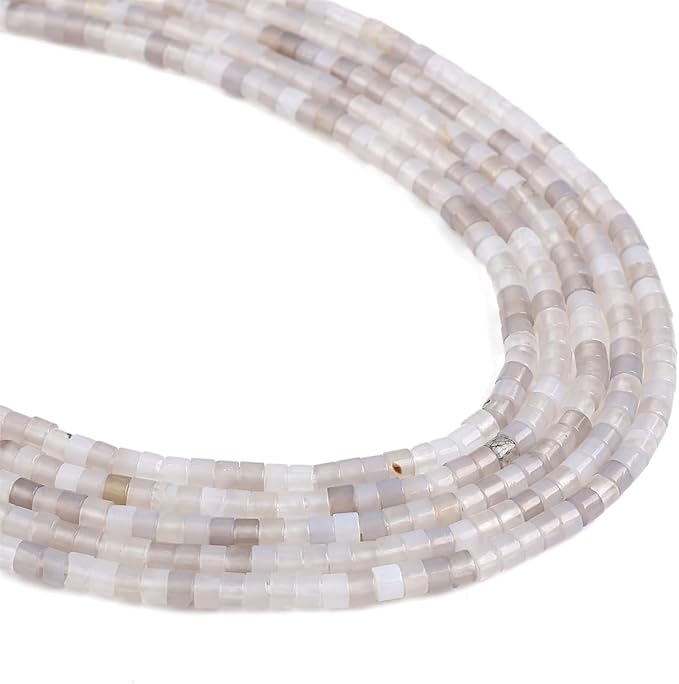 Natural Gray Agate Spacer Beads Caps Flat Round Loose Beads for Beading Jewelry Making 3mmx2mm 38cm