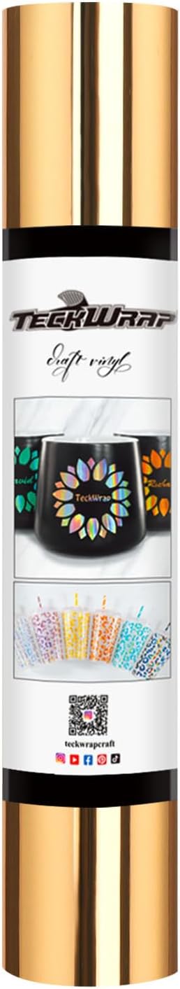 TECKWRAP Light Gold Chrome Vinyl Permanent Chrome Gold Adhesive Vinyl Roll 1ftx5ft