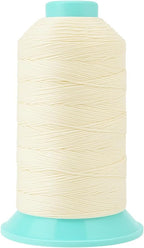 Mandala Crafts Size 346 210D T350 Bonded Nylon Thread Ivory Heavy Duty Sewing Threads - 415 YDs Tex 350 Thread for Leather, Jeans, Weaving, Outdoor Marine Upholstery Threads