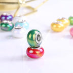 100 Pieces 14mm European Large Hole Spacer Beads Mix Color with Silver Brass Cores Assortments Charm Lampwork Beads Supplies for Necklace Bracelets Jewelry Making (Ceramic Effect)
