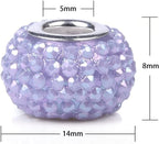 100 Pieces 14mm European Large Hole Spacer Beads Mix Color with Silver Brass Cores Assortments Charm Lampwork Beads Supplies for Necklace Bracelets Jewelry Making (Bayberry ball)