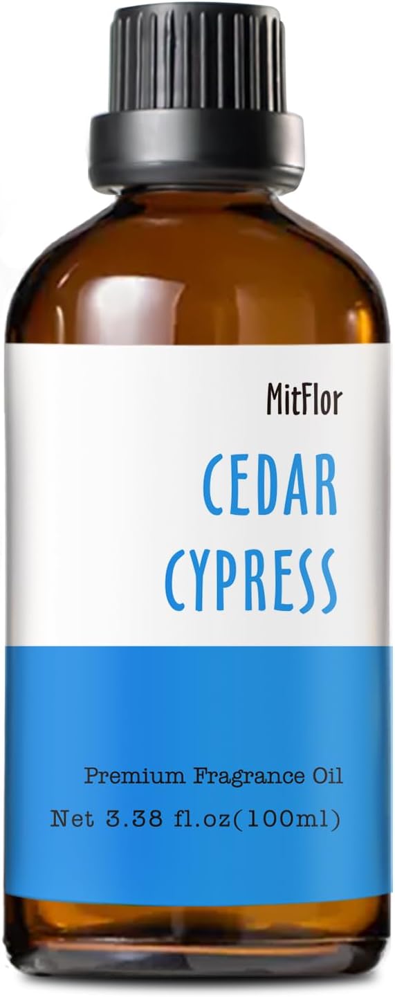 Cedar Cypress Fragrance Oil (3.38 OZ/100ML), MitFlor Single Essential Diffuser Oil, Premium Grade Fragrance Oil for Soap & Candle Making, Large Size Aromatherapy Oil, Woody Scent for Home Fragrance