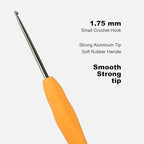 1.75mm Crochet Hook, Small Size 1.75 mm Ergonomic Crochet Hooks for Beginner, Comfort for Arthritic, 1 Pack