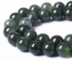 90PCS 4mm Natural Green Moss Agate Beads Gemstone Round Loose Spacer Beads for Jewelry Making DIY Bracelet Necklace Earrings 15" Inch(Moss Agate Beads, 4mm)