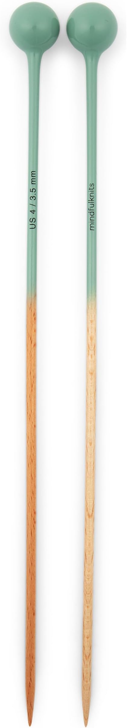 mindfulknits Premium Straight Single Pointed Beech Wood Knitting Needles – Size US 4, 3.5mm – 35cm Length – Straight Needle Set - Crafting & Knitting Supplies for Relaxation & Stress Relief (3.5mm)