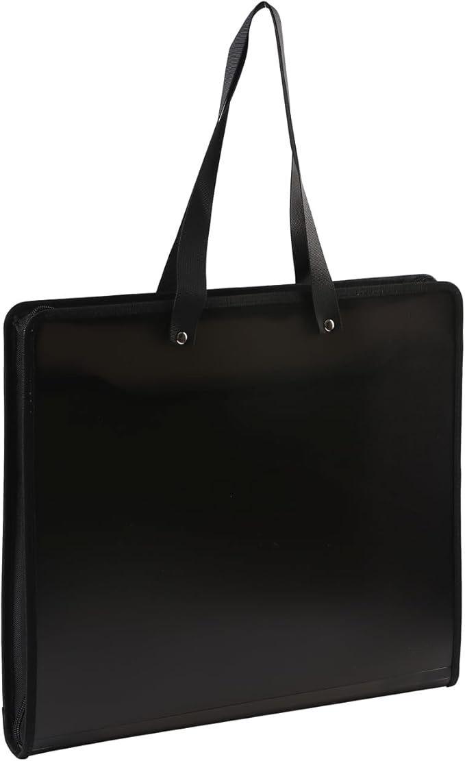 Shulaner Plastic Art Portfolio Folder with Zipper and Handle 17 x 14 inches Large Waterproof Bag Artwork Storage Container for Drawing Sketch Photography Poster Files Document, Black