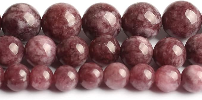 35pcs 10mm Natural Stone Beads Lepidolite Beads Crystal Gemstone for Jewelry Making, DIY Bracelet Necklace