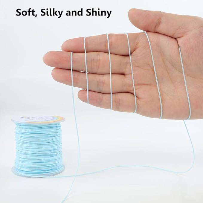 0.8mm Nylon String, Strong Bracelet String, Durable Nylon Cord for Jewelry Making, Bracelets, Beading, Necklaces, Rattail Braiding, Kumihimo, Wind Chimes, Blinds and Handicrafts