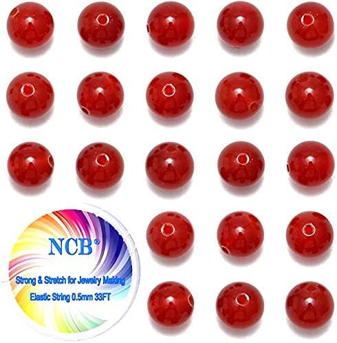 NCB Natural Stone Beads 100pcs 10mm Round Genuine Real Stone Beading Loose Gemstone DIY Charm Smooth Beads for Bracelet Necklace Earrings Jewelry Making (Carnelian, 10mm 100Beads)