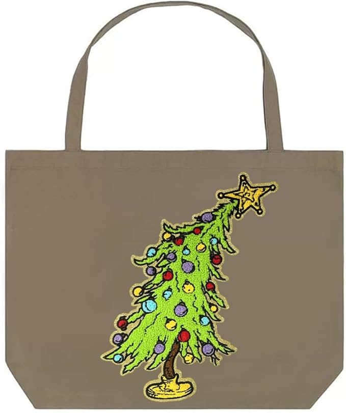 Christmas Tree Iron on Patches Chenille Embroidery Sew on Stickers Applique for DIY Crafts T Shirt Clothing Jackets Backpacks Jeans Party Decorations Accessories