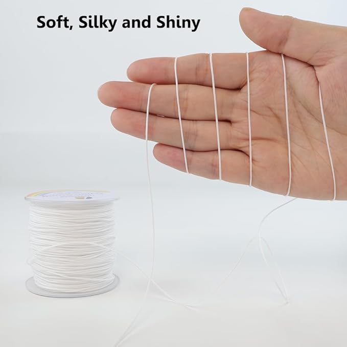 0.8mm Nylon String, Strong Bracelet String, Durable Nylon Cord for Jewelry Making, Bracelets, Beading, Necklaces, Rattail Braiding, Kumihimo, Wind Chimes, Blinds and Handicrafts