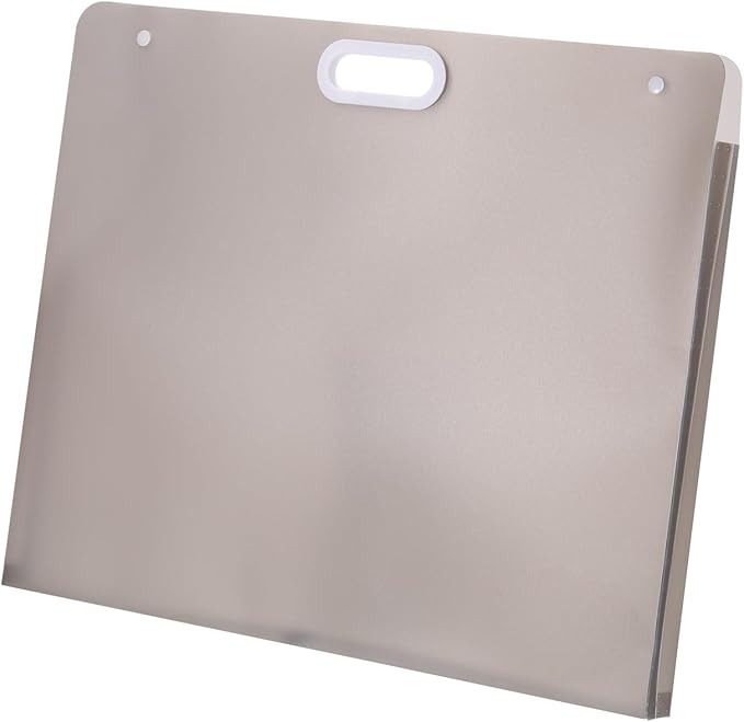 PATIKIL 22 x 18 Inch Plastic Art Portfolio, Large Art Storage Bag with Handles, Waterproof Folder Container for Artwork Drawing Sketch Poster Photography Diamond Painted, Clear Gray