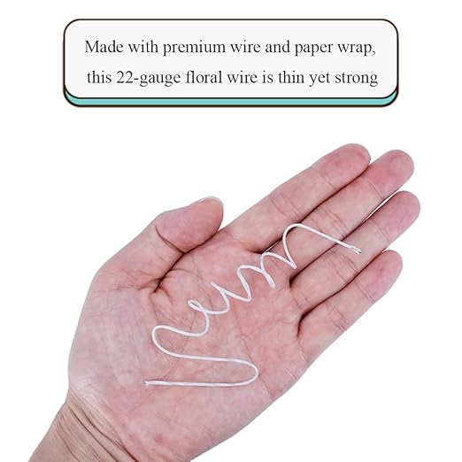 HAHIYO 18Gauge White Paper-Wrapped Metal Floral Wire 14 Inches(36cm), 70 Pack Flexible Paddle Wires Florist Wire Garden Wires for Craft Christmas Wreath Flower Arrangement Bouquet Wrapping Wedding DIY