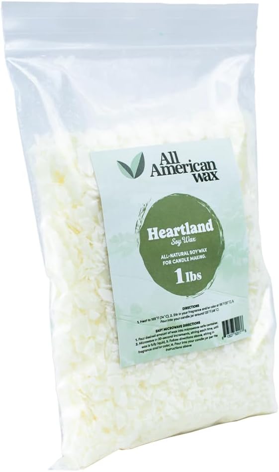 All American Wax Soy Wax Flakes – 1 lb Bag | Natural Soy Wax for Candle Making | Clean Burning, Easy to Melt, Great Scent Throw | DIY Candle Supplies