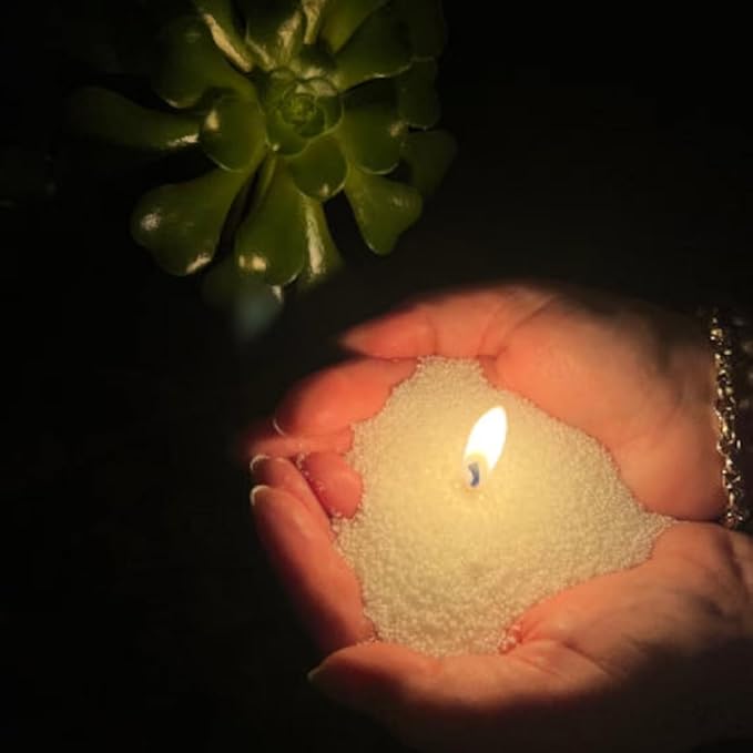 NICEME White Pearled Candle Wax for DIY Candle Making, 26Oz Customized Powdered Candle Sand All Natural Refillable Pourable Wax Beads for Halloween Thanksgiving Christmas Wedding Party (No Wick)