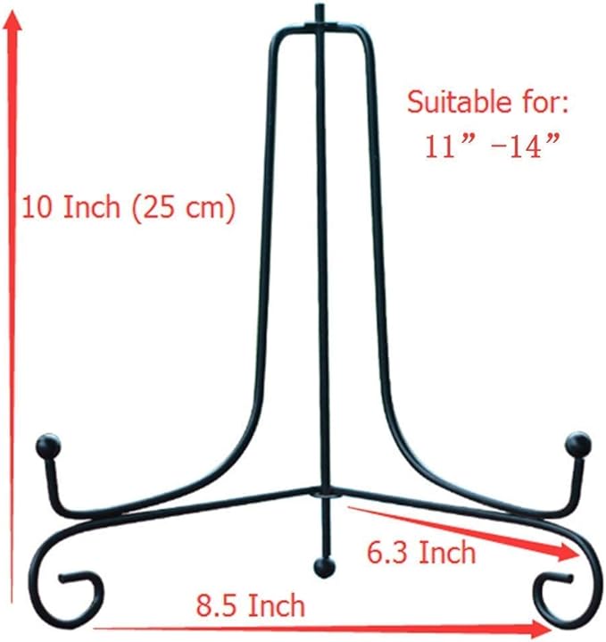 (4 Pack) Iron Display Stand, Black Iron Easel Plate Display Photo Holder Stand, Displays Picture Frames,Decorative Plates and Art 10 Inch