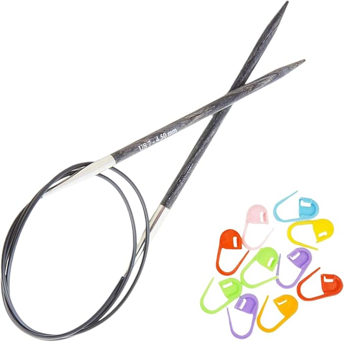 KnitPro Dreamz Circular Knitting Needles 47 inch, Size 7 (120cm, 4.50mm) with 10 Colorful Stitch Markers