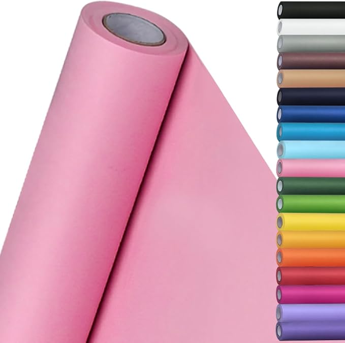 SMART&CASUAL 15" x 450" (37.5') Kraft Paper Roll for Art Craft Supplies Gift Wrapping Moving Packing Kids Painting Drawing Paint Easel Poster Chart Paper (Light Pink, 15" W x 450" L (37.5'))