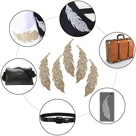 Rhinestones Patches, 5Pcs Leaves Pattern Iron on Applique for DIY Clothes, Rhinestone Embellishments for T Shirts, Backpacks, Craft Projects