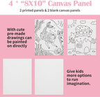 Falling in Art Tabletop Easel Set, Portable Wooden Art Easel Painting Kits for Kids, Easel for Painting Canvases, Including 12 Colors Acrylic Paints, 10 Paintbrushes and 4 Canvas Panels, Pink