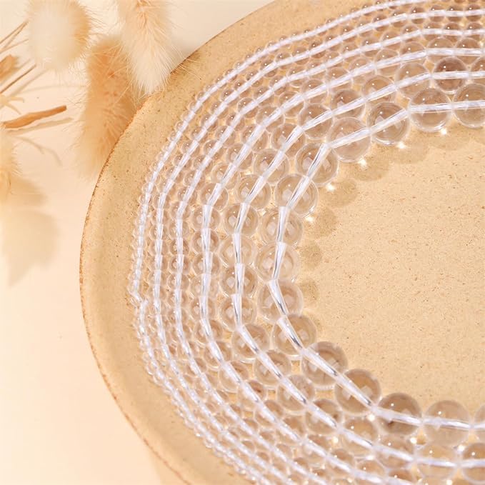 10mm 100pcs Natural Stone Beads Clear Quartz Crystals Round Genuine Stone Beading Loose Gemstone Hole Size 1mm DIY Charm Smooth Beads for Bracelet Necklace Earrings (Clear Quartz Crystals 10mm)