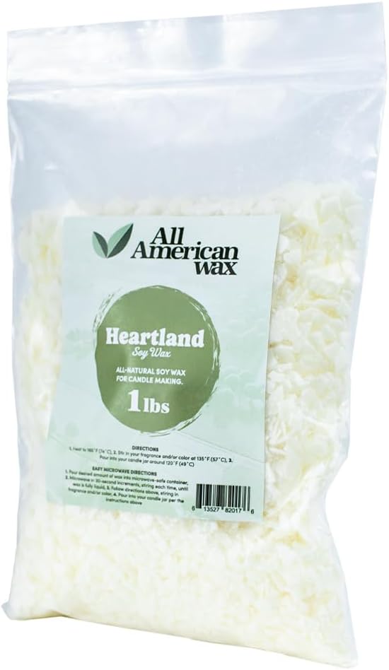 All American Wax Soy Wax Flakes – 1 lb Bag | Natural Soy Wax for Candle Making | Clean Burning, Easy to Melt, Great Scent Throw | DIY Candle Supplies
