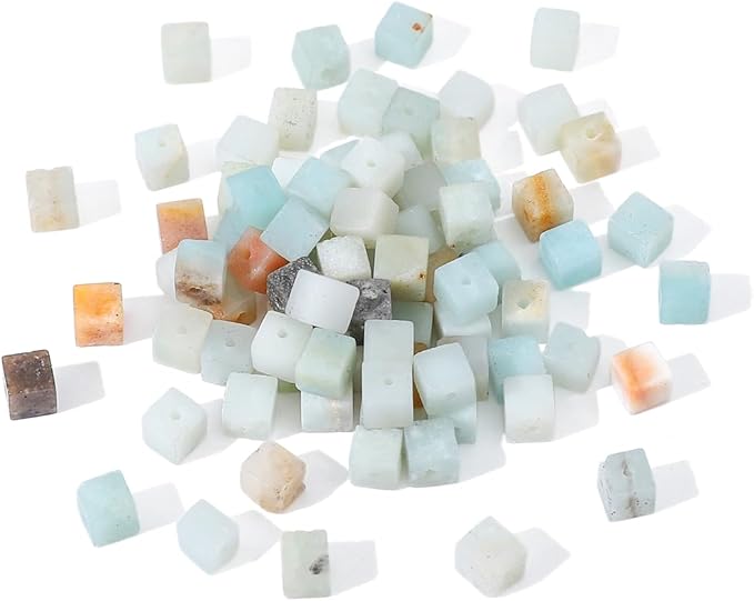 Natural Amazonite Square Stone Beads 4x4mm 85pcs Cube Loose Semi Gemstone Beads for Jewelry Making Design
