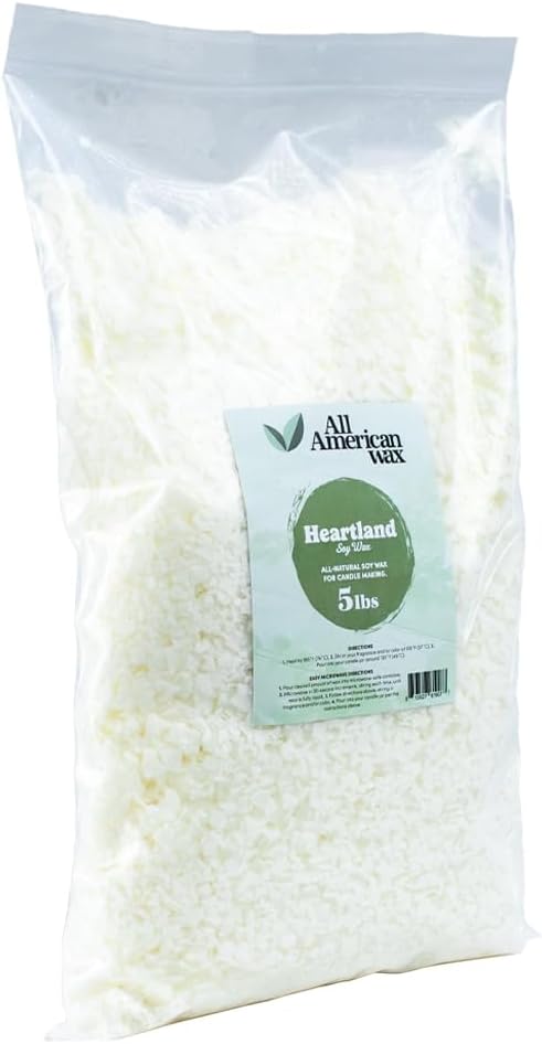 All American Wax Soy Wax Flakes – 5 lb Bag | Natural Soy Wax for Candle Making | Clean Burning, Easy to Melt, Great Scent Throw | DIY Candle Supplies