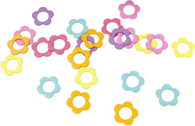 Wonafa 50Pcs Flower Metal Stitch Markers,Metal Colorful Crochet Stitch Markers,with Storage Box for Crocheting Clothing Tag DIY Craft Project (Flower-50Pcs)
