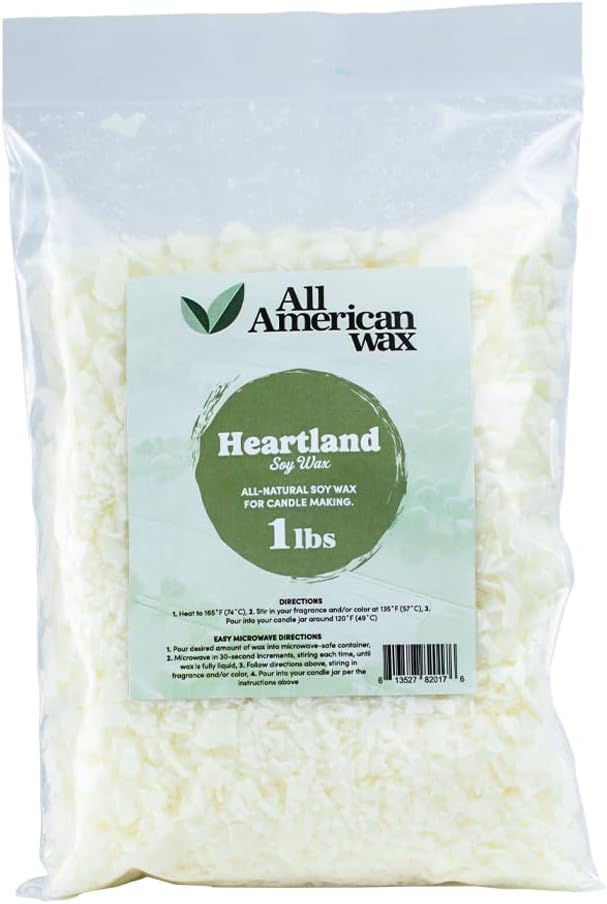 All American Wax Soy Wax Flakes – 1 lb Bag | Natural Soy Wax for Candle Making | Clean Burning, Easy to Melt, Great Scent Throw | DIY Candle Supplies