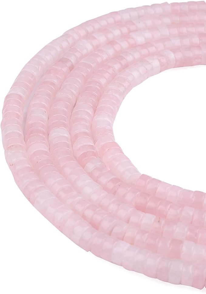 Natural Rose Quarts Crystal Spacer Beads Caps Loose Semi Gemstone for Beading Jewelry Making 6mmx3mm 38cm