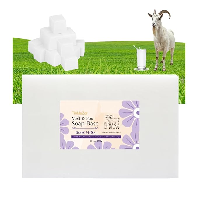 White Goat Milk Soap Base, Unscented Moisturizing Melt and Pour Glycerin for DIY Handmade Soap Making, Supplies 10 lbs