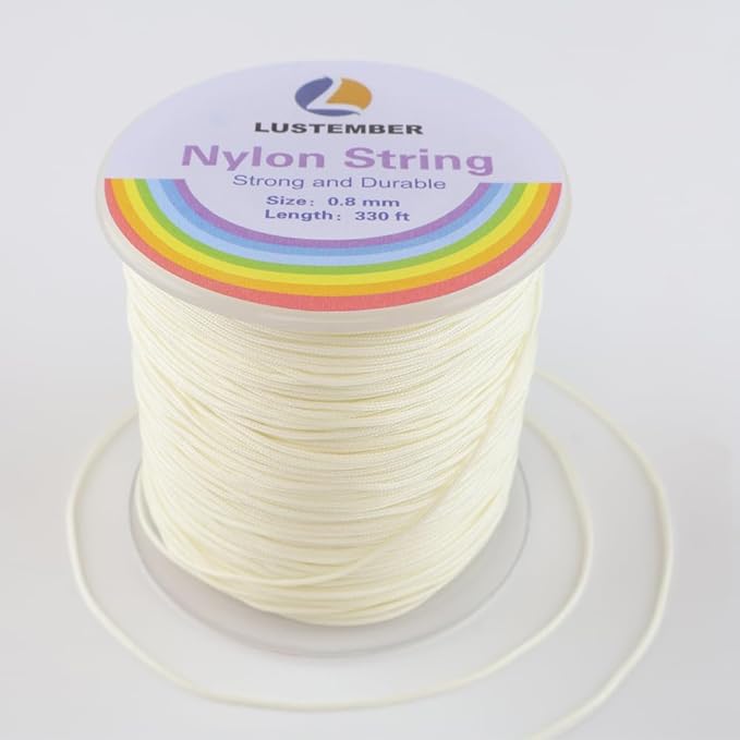 0.8mm Nylon String, Strong Bracelet String, Durable Nylon Cord for Jewelry Making, Bracelets, Beading, Necklaces, Rattail Braiding, Kumihimo, Wind Chimes, Blinds and Handicrafts