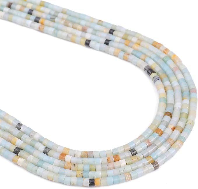 Natural Amazonite Spacer Beads Caps Flat Round Loose Beads for Beading Jewelry Making 3mmx2mm 38cm