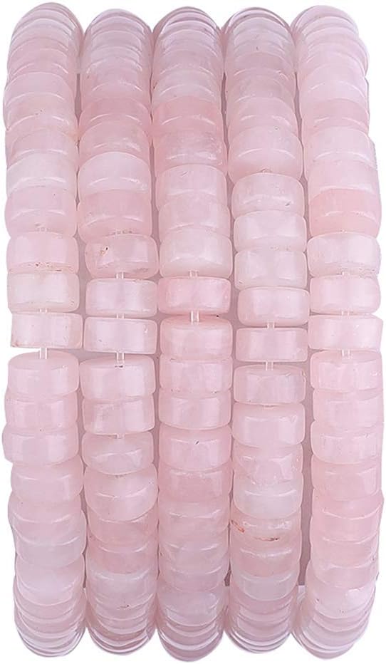 Natural Rose Quarts Crystal Spacer Beads Caps Loose Semi Gemstone for Beading Jewelry Making 6mmx3mm 38cm