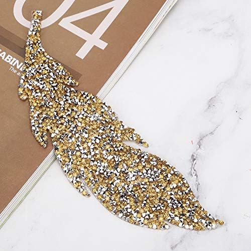 Rhinestones Patches, 5Pcs Leaves Pattern Iron on Applique for DIY Clothes, Rhinestone Embellishments for T Shirts, Backpacks, Craft Projects