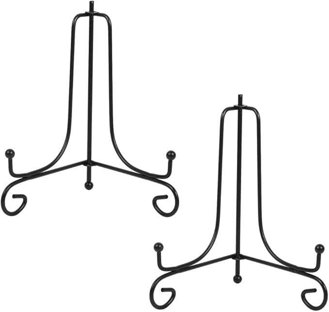 (2 pack)Iron Display Stand, Black Iron Easel Plate Display Photo Holder Stand, Displays Picture Frames, Cookbooks, Decorative Plates, Tablets and Art 6 Inch