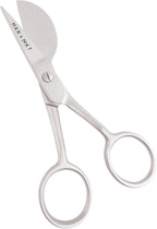 Small Embroidery 4.5 Inch Scissors Set of 2 Kit - Mini Double Bend Offset Duckbill and Double Bend Long Applique Needlepoint Blade with Pouch Sleeve (Satin)