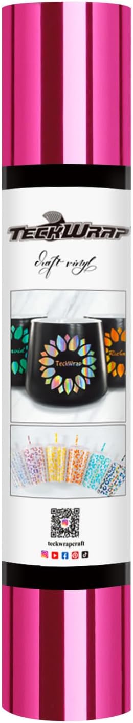 TECKWRAP Chrome Royal Pink Red Metallic Permanent Vinyl Holographic Red Vinyl for Cricut 1ftx5ft