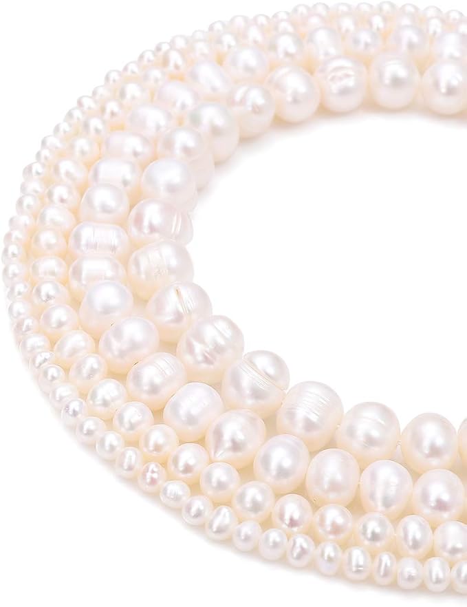 Natural Pearl Beads Potato 4-5mm White Freshwater Cultured Loose Gemstone Beads for DIY Jewelry Making 13.8''/Strand