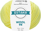 Estako Wool 98 100% Superwash Merino Wool Medium Worsted Weight Soft Knitting and Crochet Yarn 1.76 oz (50gr) 98 yds (90 m) (6365-Light Yellow)