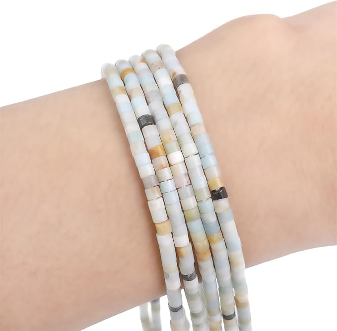 Natural Amazonite Spacer Beads Caps Flat Round Loose Beads for Beading Jewelry Making 3mmx2mm 38cm