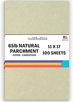 100 Natural Parchment 65lb Cover Paper Sheets 11 X 17 Inches Cardstock Weight Colored Sheets (11"X17") Tabloid|Ledger Size - Printable Old Parchment Semblance Through The Processing of The Pulp
