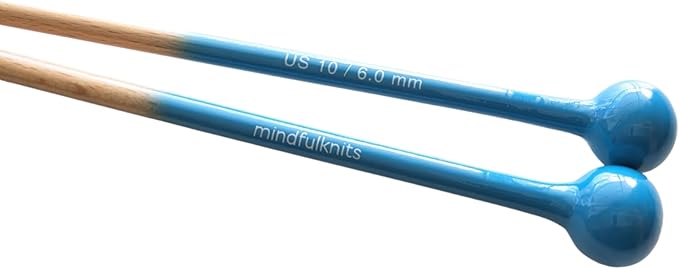 mindfulknits Premium Straight Single Pointed Beech Wood Knitting Needles – Size US 10, 6mm – 35cm Length – Straight Needle Set - Crafting & Knitting Supplies for Relaxation & Stress Relief (6mm)